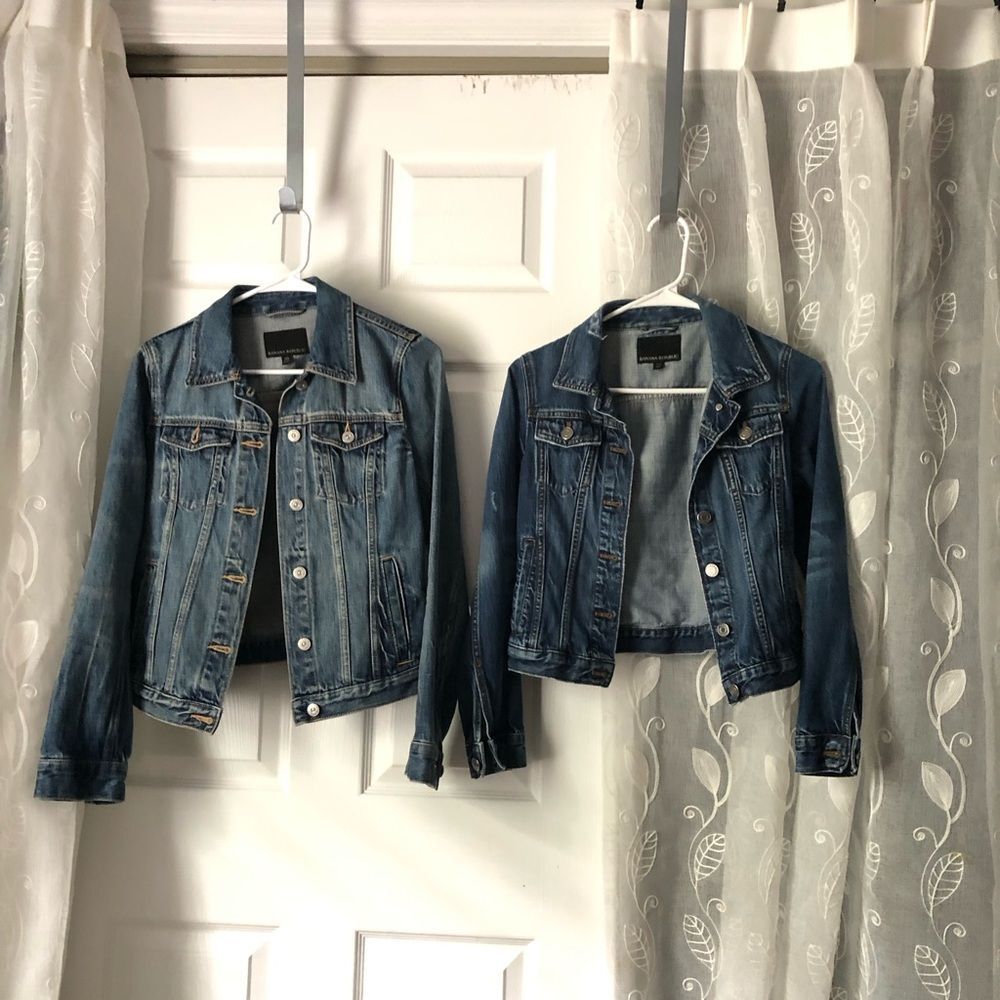 2 pcs Banana Republic Denim Trucker and cropped jackets button up women size XS - Picture 2 of 16